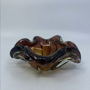 Murano Mid Century Small Amber Colored Somerso Trinket Bowl